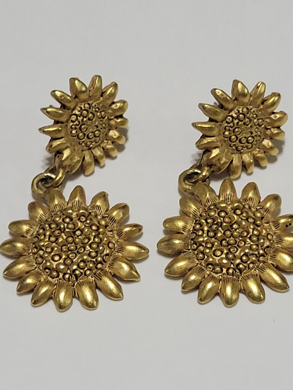Gold Sunflower Drop Earrings - Women Jewelry